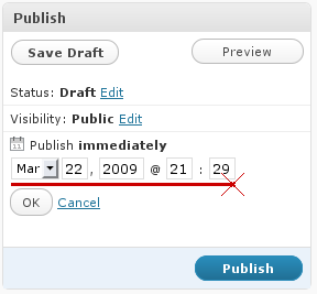 Scheduling di un post