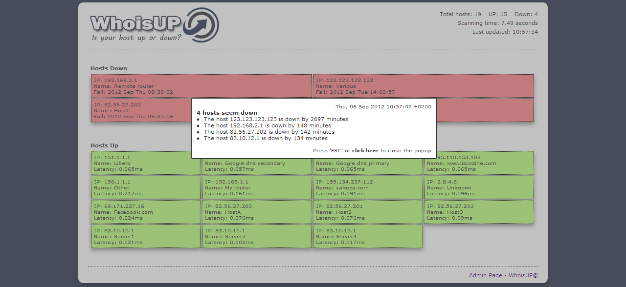 WhoisUP – Is your host up or down?