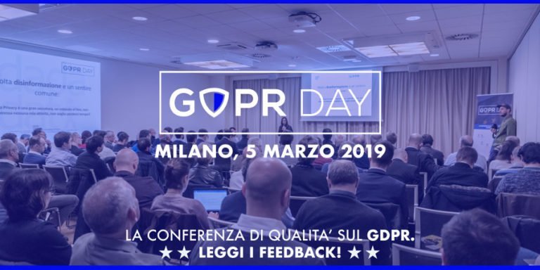 Aperta la vendita dei biglietti per il GDPR Day 2019