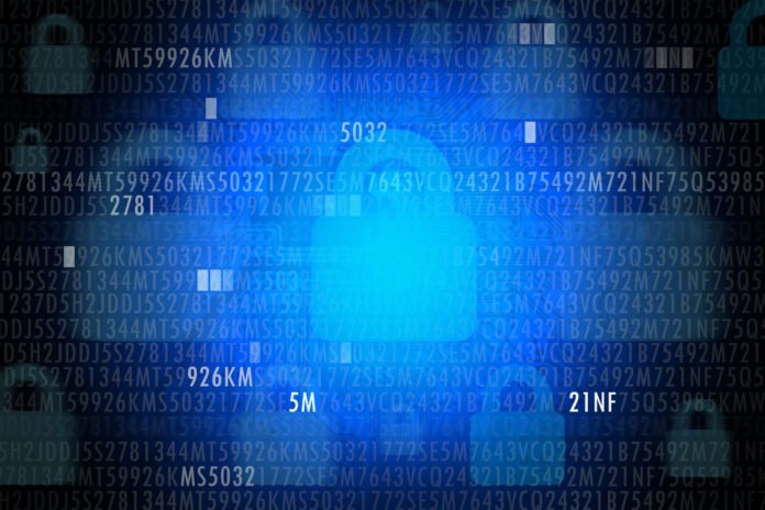lucchetto su sfondo dati digitali
