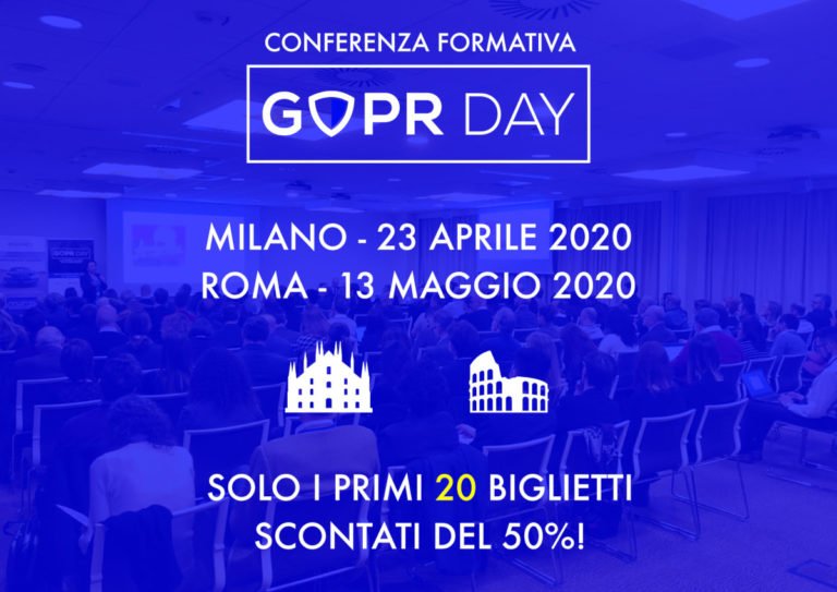 GDPR Day 2020: 23 Aprile a Milano e 13 Maggio a Roma