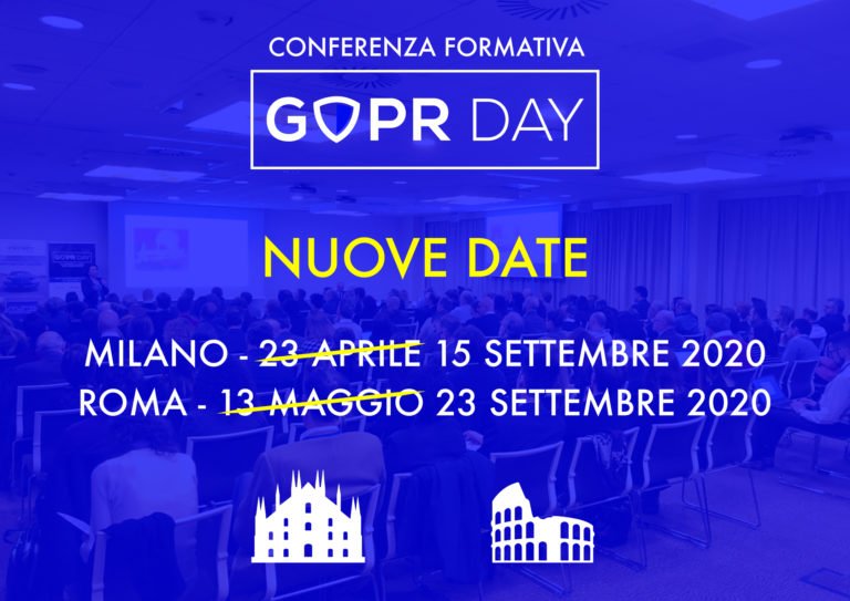 Le nuove date del GDPR Day 2020