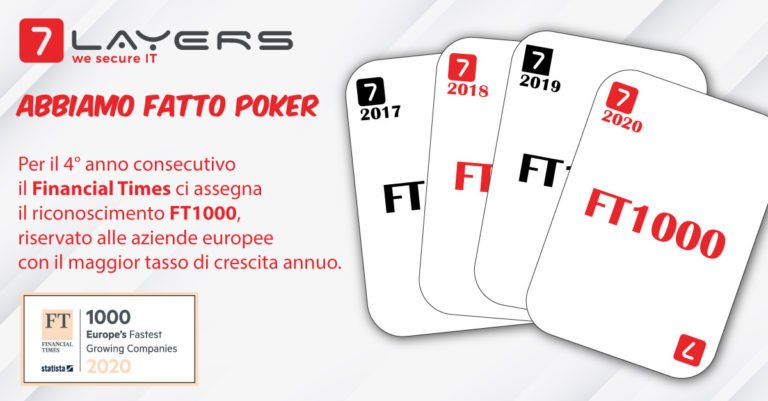 Il poker di 7Layers: per il quarto anno consecutivo nella classifica Financial Times FT1000, tra le aziende con la crescita di fatturato più alta in tutta Europa