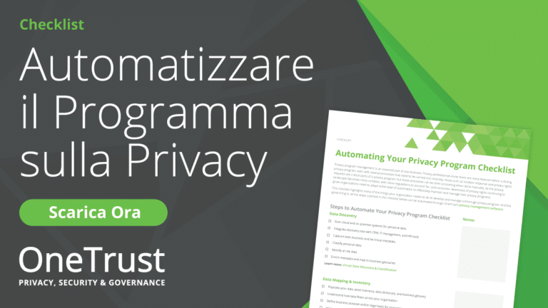 Checklist – Automatizzare il Vostro Programma di Privacy