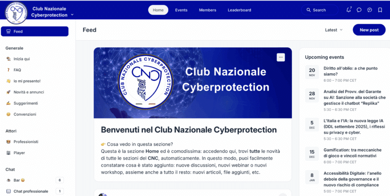 Entra nel Club Nazionale Cyberprotection, un network di professionisti della cyberprotection