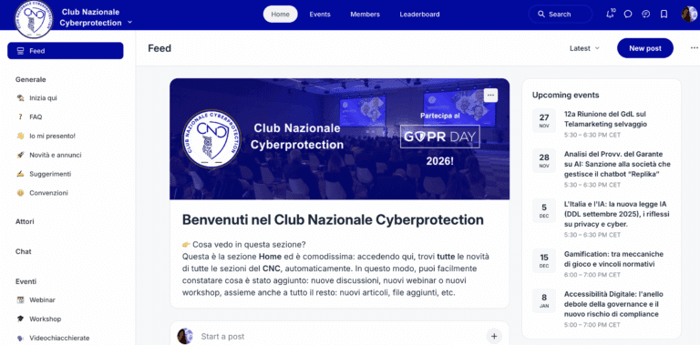 Entra nel Club Nazionale Cyberprotection, un network di professionisti della cyberprotection